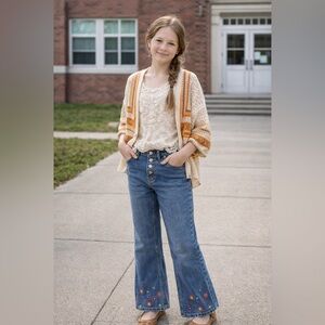 Vintage No Excuses Girl’s Size 14 Embroidered Bell Bottom Jeans (Women Size 0-2)